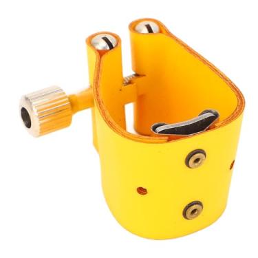 Imagem de Ligadura de Saxofone Prendedor Amarelo, Ligadura de Couro Sax Bocal para Tenor Alto Saxofone Bocal