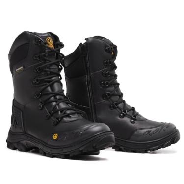 Imagem de Bota Coturno Masculino Militar Soldier Palmilha de Gel Couro Legítimo Zíper Lateral (Preto, BR, Adulto, Numérico, 44)