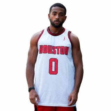 Imagem de Regata Basquete Masculina M10 Houston 0, Branco, G