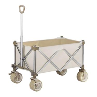 Imagem de carroça Carrinho de vagão portátil com rodas dobrável carrinho de jardim de acampamento para mercearia praia vagão com rodas removíveis 150kg/331lb dobrável