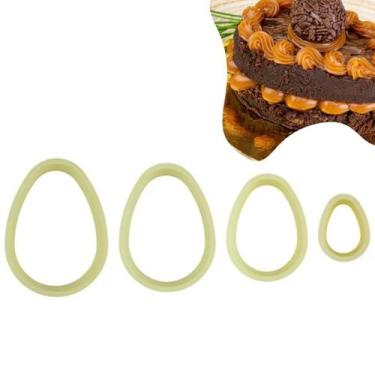 Imagem de Kit Cortadores De Brownie Páscoa Ovo C/ 4 Peças Blue Star Confeitaria 
