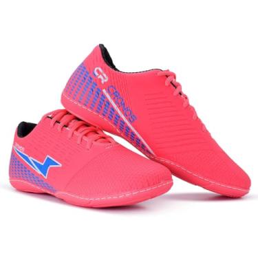 Imagem de Chuteira Cronos Futsal Sola Costurada Futebol de Salão Masculino Feminino (Rosa/Azul, BR, Adulto, Numérico, 36)