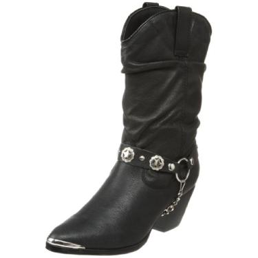 Imagem de Dingo Botas femininas Olivia sem cadarço bico fino salto médio cano médio 5 a 7,6 cm - preta, Preto, 9.5 Wide