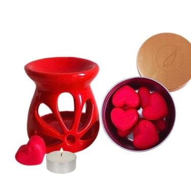 Imagem de Difusor Aromatizador Rechaud de Cerâmica Vermelho com Waxmelts de Cora