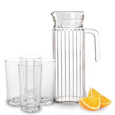 Imagem de Jogo De Jarra 1L Com 6 Copos 240ml Em Vidro Para Água Suco - BST