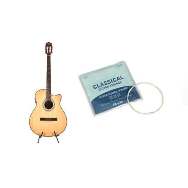 Imagem de Kit violão land eletrico nylon natural   encordoamento
