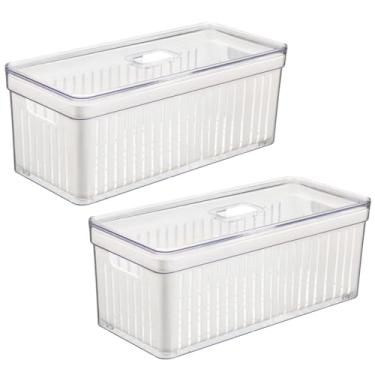 Imagem de Organizador de Geladeira Armario Cozinha 6,8L Acrilico Para Frutas Legumes e Vegetais (Kit 2, Cesta)