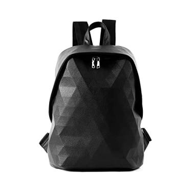 Imagem de Mochila da moda para homens Mochila de couro preto Mochila de couro macio Mochila de viagem masculina Mochila escolar