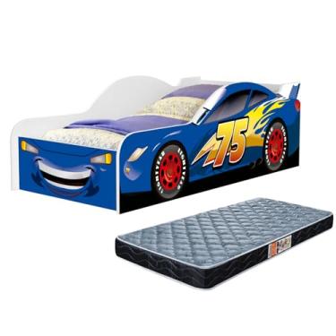 Imagem de Cama Carro Solteiro com Colchão. (Mc Queen Azul)