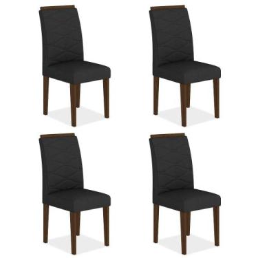Imagem de Kit 4 Cadeiras Estofadas Everest Comfort Imbuia/suede Preto - Ma - A M