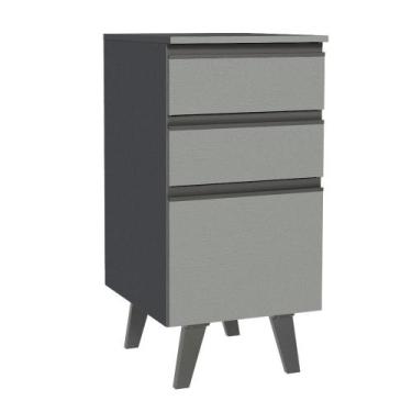 Imagem de Balcão Armário de Cozinha 40 cm 3 Gavetas Com Pés Cinza Nice Madesa, C