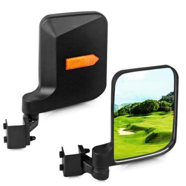 Imagem de UNIGT Espelhos laterais de carrinho de golfe compatíveis com carro clube EZ-GO Yamaha e outros sem perfuração necessária montagem universal para tubo de para-brisa de 1,9 cm a 2,5 cm