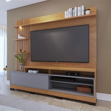 Imagem de Estante para TV Até 65 Polegadas Maceió 1 Porta com Led Ripado Freijo/