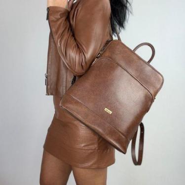 Imagem de Mochila  recuo em couro legítimo b.901, Tabaco