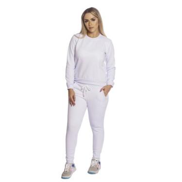 Imagem de Conjunto Moletom Feminino Masculino Gola Careca Blusa + Calça Confortá