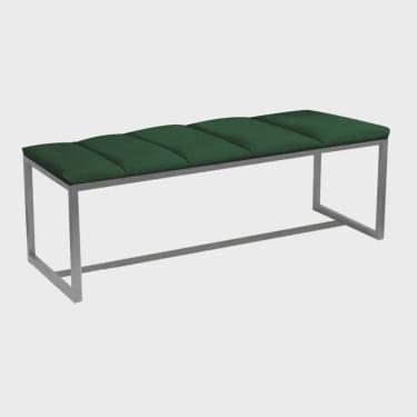 Imagem de Calçadeira Industrial Carla 160cm Queen Size Quarto Box Cama Ferro Prata Suede Verde - Ahz Móveis