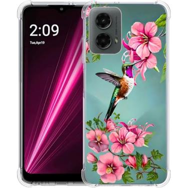 Imagem de Beaucov Capa para Moto G 5G 2024, flores beija-flor azul proteção contra quedas capa à prova de choque TPU capa protetora de corpo inteiro resistente a arranhões para Motorola Moto G 5G 2024