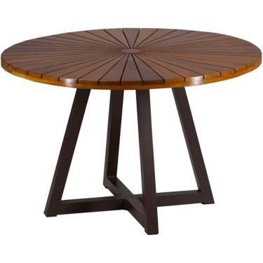 Imagem de Mesa Bali 1,20m Tampo Madeira E Alumínio Varanda Jardim Marrom