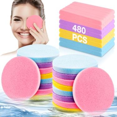 Imagem de HOFASON 480 Pcs Esponjas Faciais A Granel, Suprimentos Para Esteticistas, Comprimidas Almofadas Removedoras De Maquiagem, Redondas Limpeza Facial,