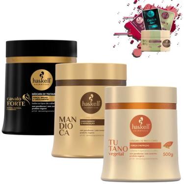 Imagem de Kit Haskell Mascaras Cavalo Forte Tutano Mandioca 500g