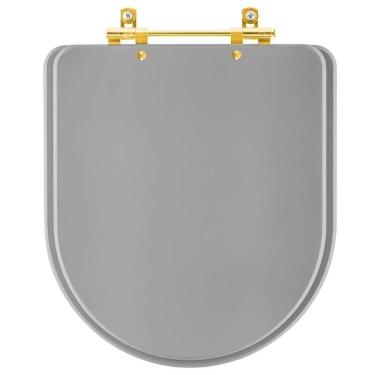 Imagem de Assento Sanitário Carrara Cinza Vip Para Vaso Deca Com Ferragem Dourada