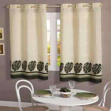 Imagem de Cortina Cozinha Tecido Linhão Estampada 2,20 x 1,40 Janela - CACÁ ENXO