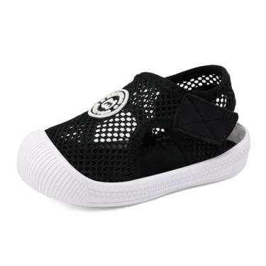 Imagem de BMCiTYBM Sandálias De Bebê Para Meninos E Meninas, Sandálias De Verão Fechadas, Sapatos Leves, Antiderrapantes, Tênis Para Primeiros Passos, 6, 9, 12, 18 E 24 Meses, Preto, Tamanho 12 A 18 Meses