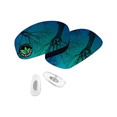 Imagem de Raydi Lentes de reposição de policarbonato e protetores de nariz para óculos de sol retangulares RayBan RB3445 61 mm - verde esmeralda espelhado - polarizado