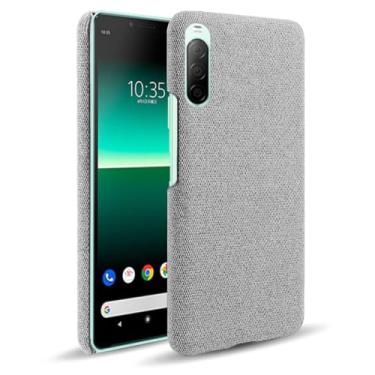 Imagem de Capa para Sony Xperia 10 II,Capa desenhada em lona,Case Protetora Ultrafina com Empunhadura Macia,Design em Tecido Antichoque e Antiarranhões-Light gray