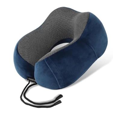 Imagem de Almofada Travesseiro de Pescoço Para Viagem Descanso Envio (Azul Escuro)