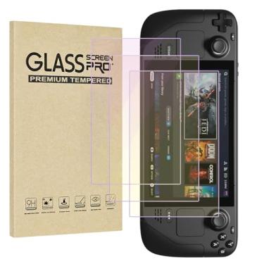 Imagem de Jngnpn Pacote com 3 protetores de tela com bloqueio de luz azul para Steam Deck/Steam Deck OLED, antirreflexo, anti-arranhões, anti-impressões digitais, inquebrável, sem bolhas, fácil instalação