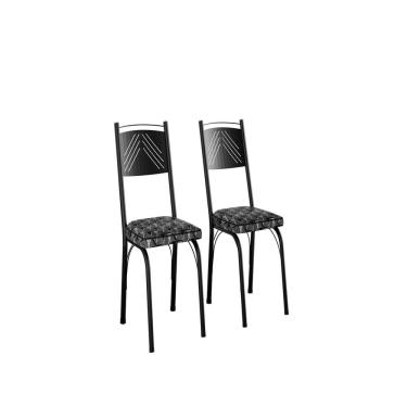 Imagem de Kit com Duas Cadeiras de Cozinha 92cm Preto/ Mosaico Silver