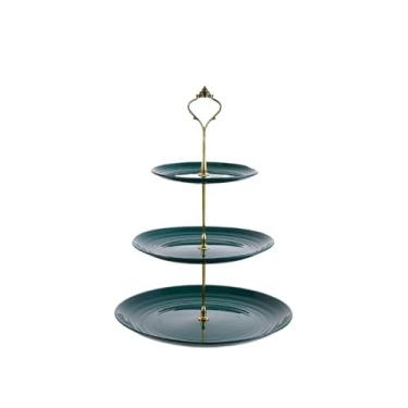 Imagem de Suporte para Bolo Suporte para cupcakes de 3 camadas, suporte para sobremesas, nozes, doces, bolos, suporte decorativo para festa, bandeja de servir Suporte para Sobremesa(Green)