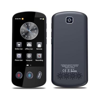 Imagem de Dispositivo tradutor de idiomas, tradutor de voz AI, sem necessidade de WiFi, tradutor de idioma instantâneo bidirecional portátil para viagem/negócios/estudo/comunicação (azul escuro)