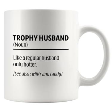Imagem de Caneca de definição de troféu marido presente de esposa aniversário casal presentes para marido presentes de casamento novidade utensílios de bebida caneca de cerâmica 325 ml branca