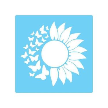 Imagem de Stencil de Parede Flor - Tamako 55x55cm PETG 0,3mm - Stencil Tamako