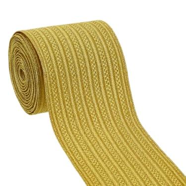 Imagem de FINGERINSPIRE Fita de costura trançada de poliéster dourado de 2,5 metros de largura com 5 cm de largura, fita metálica decorativa para casa, faça você mesmo, costura, artesanato, roupas, cortinas