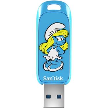 Imagem de SanDisk Unidade flash USB Smurfs de 256 GB, edição Smurfette - até 130 MB/s, USB tipo A, para consoles de jogos e computadores - SDCZIS-256G-G46