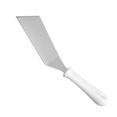 Imagem de Espátula Inox Curva para Fritura com Cabo Branco 9mm - Hércules - Herc