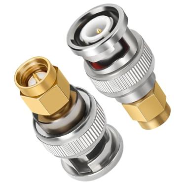 Imagem de Adaptador SMA para BNC, conector conversor de antena coaxial RF macho SMA para BNC macho, baixa perda para aplicações RF/dispositivos LAN sem fio/rádios Wi-Fi antena externa