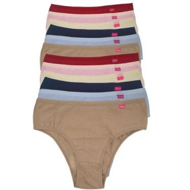 Imagem de Kit Com 12 Calcinhas Tangas Lisa Algodão Kellynha Confortável, P, Lisa