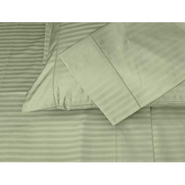 Imagem de Jogo de cama de linho para casa Threadmill 600 fios 100% algodão ELS sólido cetim conjunto, roupa de cama de luxo, conjunto de 4 peças, lençóis de cama, trama acetinada suave, king, branco, Damask Sage, 2 Standard Pillowcases