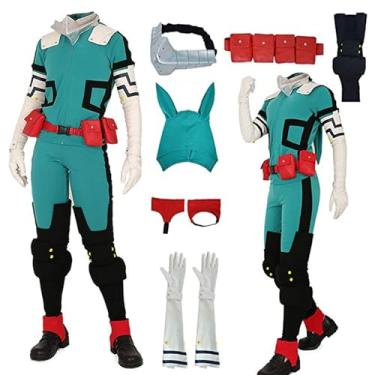 Imagem de Puykzkuer Men's Adult Anime Cosplay Costume Hero Costume Outfit Jumpsuits Halloween Green Suit