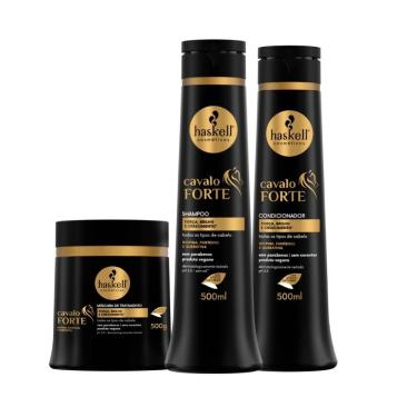 Imagem de Kit Shampoo E Condicionador E Máscara Crescimento E Reconstrução Haskell Cavalo Forte 500ml