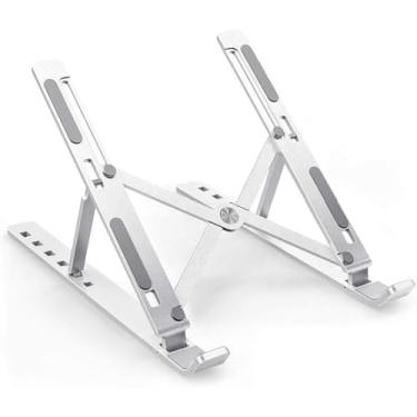 Imagem de Suporte para Notebook Ajustável em Alumínio, 6 Ângulos, Dobrável e Ergonômico, Compatível com Dispositivos de 10-17 Polegadas tipo Macbook, Ipad, Hp, Dell, Lenovo e outros