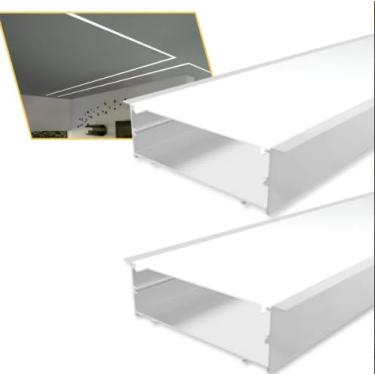 Imagem de Perfil de LED Embutir Branco 116x35mm em Alumínio 2m – Canaleta para Fita LED, Ideal para Sanca, Gesso e Iluminação Indireta