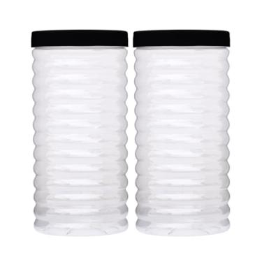 Imagem de Kit 2 Pote Plástico Ondulado Mantimentos Organizador Multiuso 1,5LT (Preto)