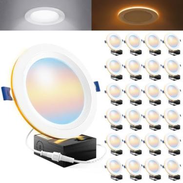 Imagem de Sunco Lighting Pacote Com 24 Luminárias Embutidas De Led 6" Da Luz Noturna, Acabamento Embutido No Teto, Luzes Finas Em Lata, 1500 Lm, Cct Selecionável 2700K/3000K/4000K/5000K/6000K, Regulável, 14W=