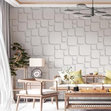 Imagem de Kit 5 Rolos Papel De Parede Adesivo Abstrato 3D Branco 3,0M - Gh Papel