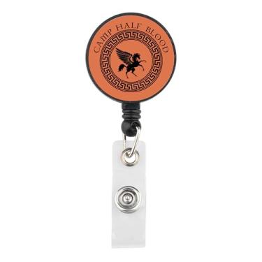 Imagem de Lywjyb Birdgot Carretel de crachá de mitologia grega, presente literário nerd, presente de treinamento olímpico, mercadoria de livros (meio emblema de acampamento)